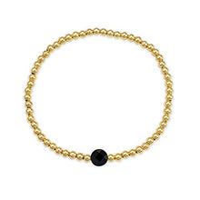 Load image into Gallery viewer, Lucky Feather Sweet Stone Stackable Stretch 14K Gold Dipped Bead Bracelet