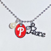 Load image into Gallery viewer, Philadelphia Phillies Peace & Pearl Charm Necklace