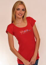 Load image into Gallery viewer, Philadelphia Phillies Scoop Neck Bling Top Red for Women