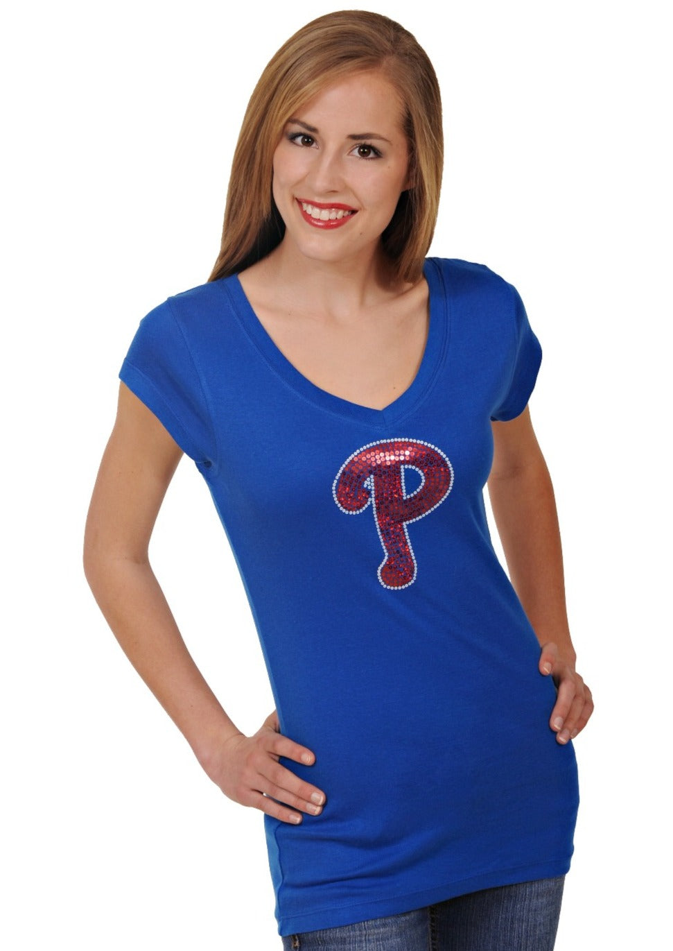 Philadelphia Phillies VNeck Sequins Top Red for Women (Free Shipping) – The  Pink Firefly