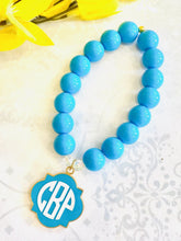 Load image into Gallery viewer, Monogrammed Quatrefoil Beaded Bracelet Turquoise