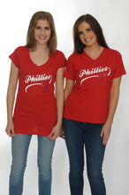 Load image into Gallery viewer, Philadelphia Phillies Red Bling "P" Top for Women (Box Cut)