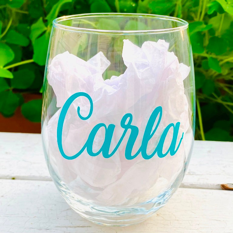 Stemless Wine Glass Personalized with Assorted Chocolates