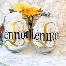Load image into Gallery viewer, Stemless Wine Glass Personalized with Initial/Name and Lindor Chocolates