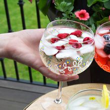 Load image into Gallery viewer, Thinking Of You Wine Glass with Forget Me Not Flower Decor