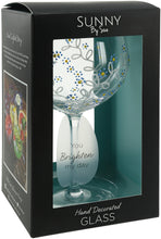 Load image into Gallery viewer, Thinking Of You Wine Glass with Forget Me Not Flower Decor