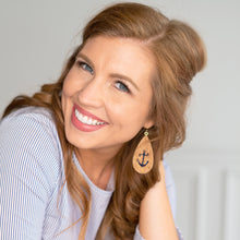 Load image into Gallery viewer, Painted Cork Summer Earrings Anchor