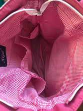 Load image into Gallery viewer, Seersucker Diaper Bag Set with Bow with Monogram Inside View