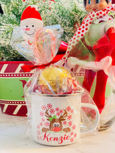 Load image into Gallery viewer, Personalized Holiday Hot Cocoa Mug for Kids with Hot Cocoa Bomb, Snowman Spatula &amp; Candy Cane
