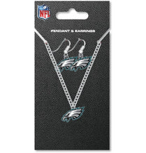 Load image into Gallery viewer, Philadelphia Eagles Earrings &amp; Necklace Set
