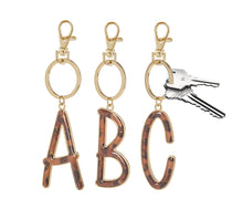 Load image into Gallery viewer, Safari Leopard Print Initial Keychain Key Ring | FREE Shipping | All Sales Final