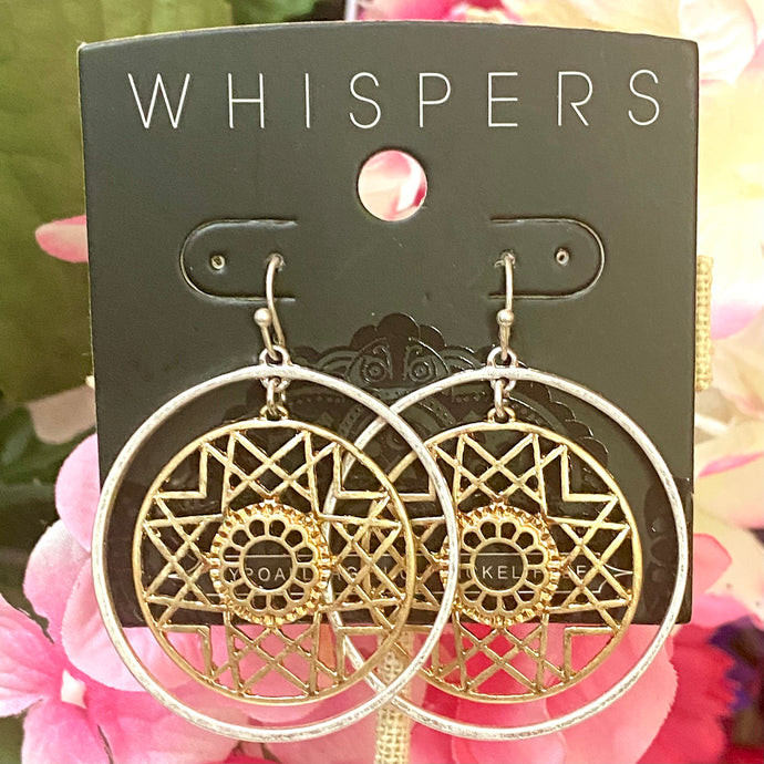 Whispers Mixed Metal Mandala Dangle Earrings (Free Shipping)