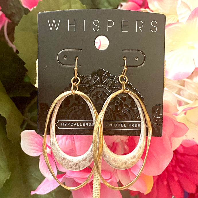 Whispers Mixed Metal Double Oval Dangle Earrings (Free Shipping)