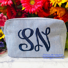 Load image into Gallery viewer, Seersucker Cosmetic Bags Personalized | FREE Shipping | All Sales Final
