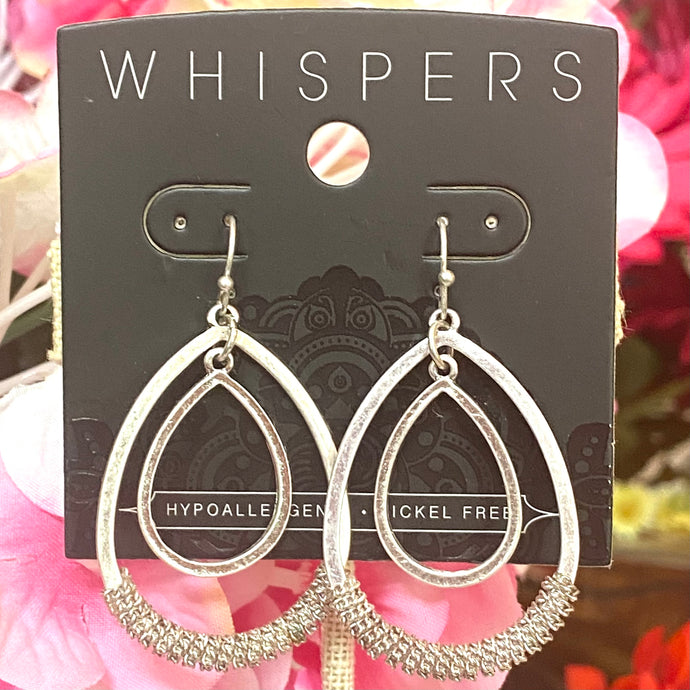 Whispers Silver Tear Drop Wrapped Dangle Earrings (Free Shipping)