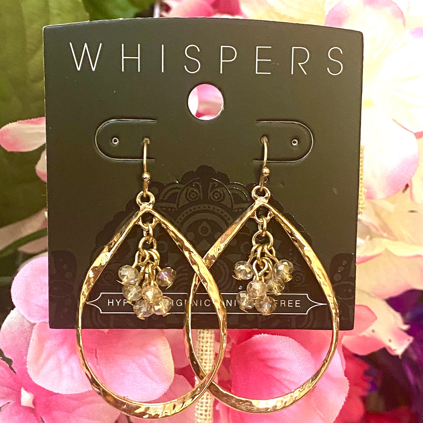 Whispers Gold Tear Drop with Faceted Dangle Earrings (Free Shipping)