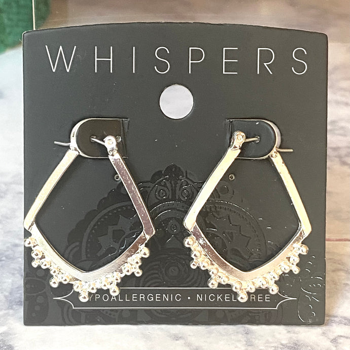 Whispers Silver Rhombus Ball Hoop Earrings (Free Shipping)