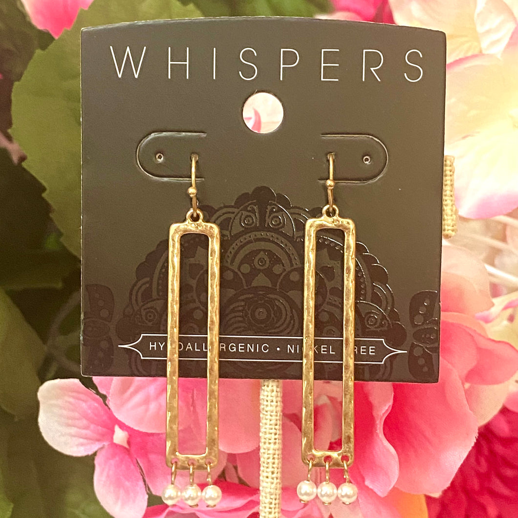 Whispers Gold Rectangle with Faceted Dangle Earrings (Free Shipping)