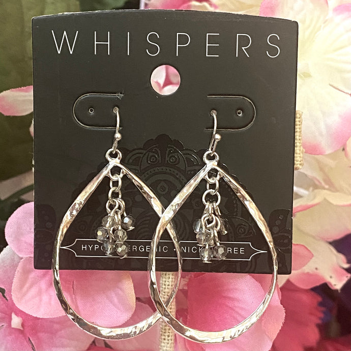 Whispers Silver Tear Drop with Faceted Dangle Earrings (Free Shipping)