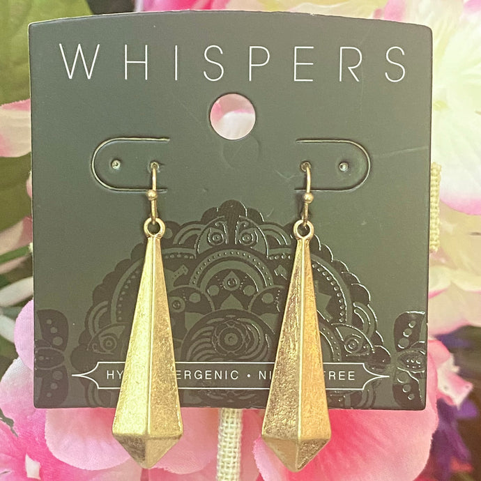 Whispers Gold 3D Triangle Dangle Earrings (Free Shipping)