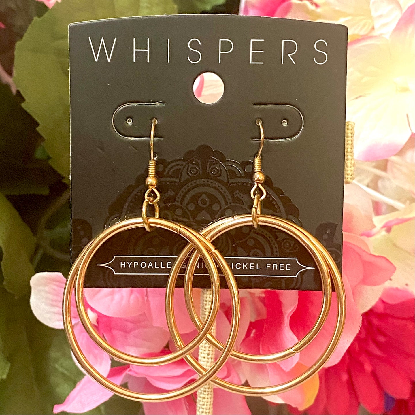 Whispers Gold Double Circles Dangle Earrings (Free Shipping)