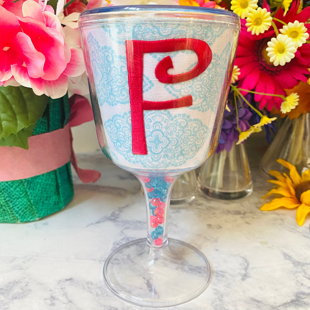 Personalized Acrylic Wine Goblet Initial F