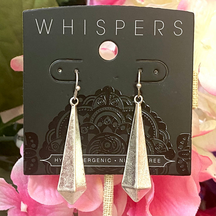 Whispers Silver 3D Triangle Dangle Earrings (Free Shipping)