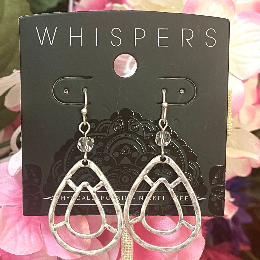 Whispers Silver Mosaic Tear Drop Earrings (Free Shipping)