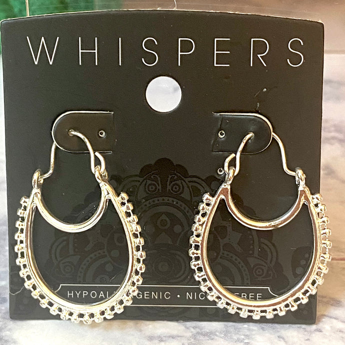 Whispers Silver Double Crescent Ball Hoop Earrings (Free Shipping)