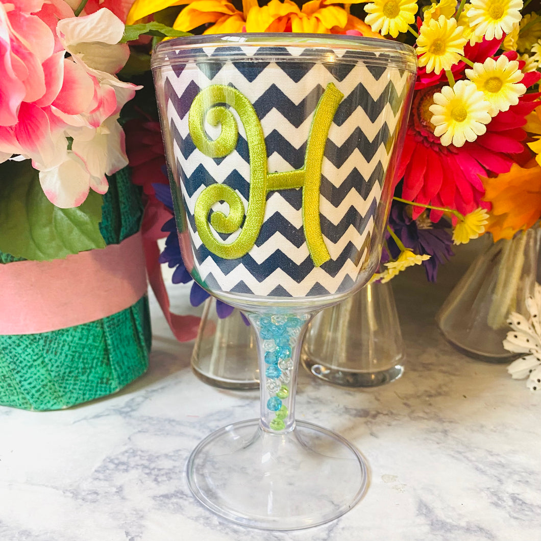 Personalized Acrylic Wine Goblet Initial H