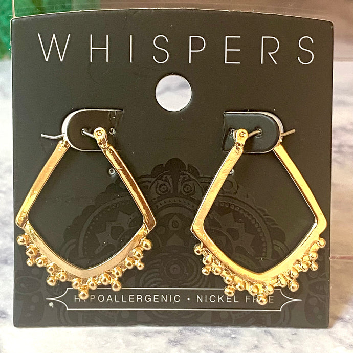 Whispers Gold Rhombus Ball Hoop Earrings (Free Shipping)