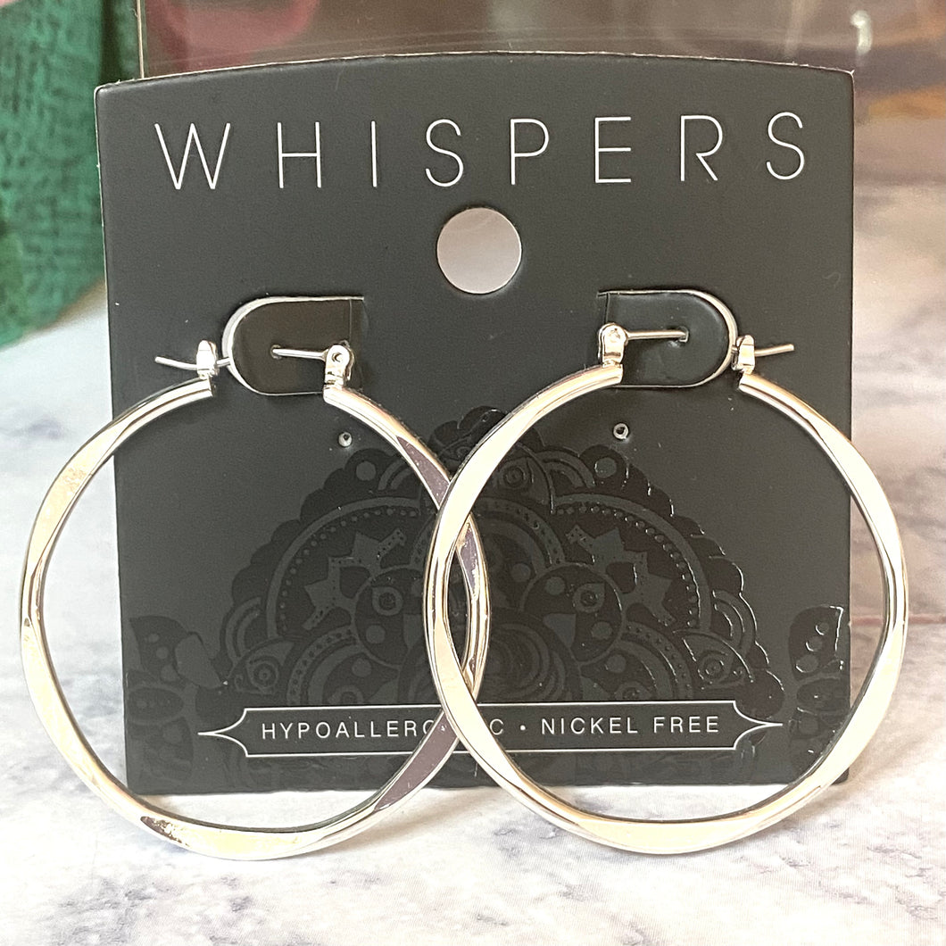 Whispers Silver Wavy Hoop Earrings (Free Shipping)
