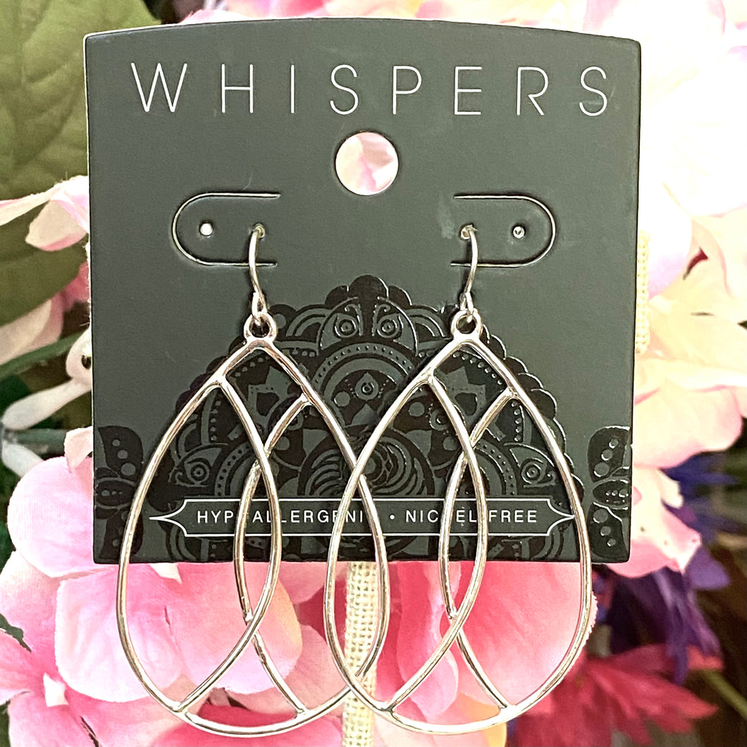 Whispers Silver Criss Cross Teardrop Dangle Earrings (Free Shipping)