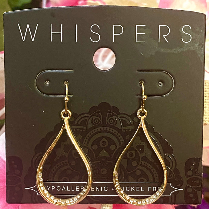 Whispers Gold Open Tear Drop Dangle Earrings (Free Shipping)