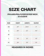 Load image into Gallery viewer, Philadelphia Flyers Scoop Neck Tee in Orange 3/4 Sleeve (Junior Sizing) | FREE Shipping | All Sales Final
