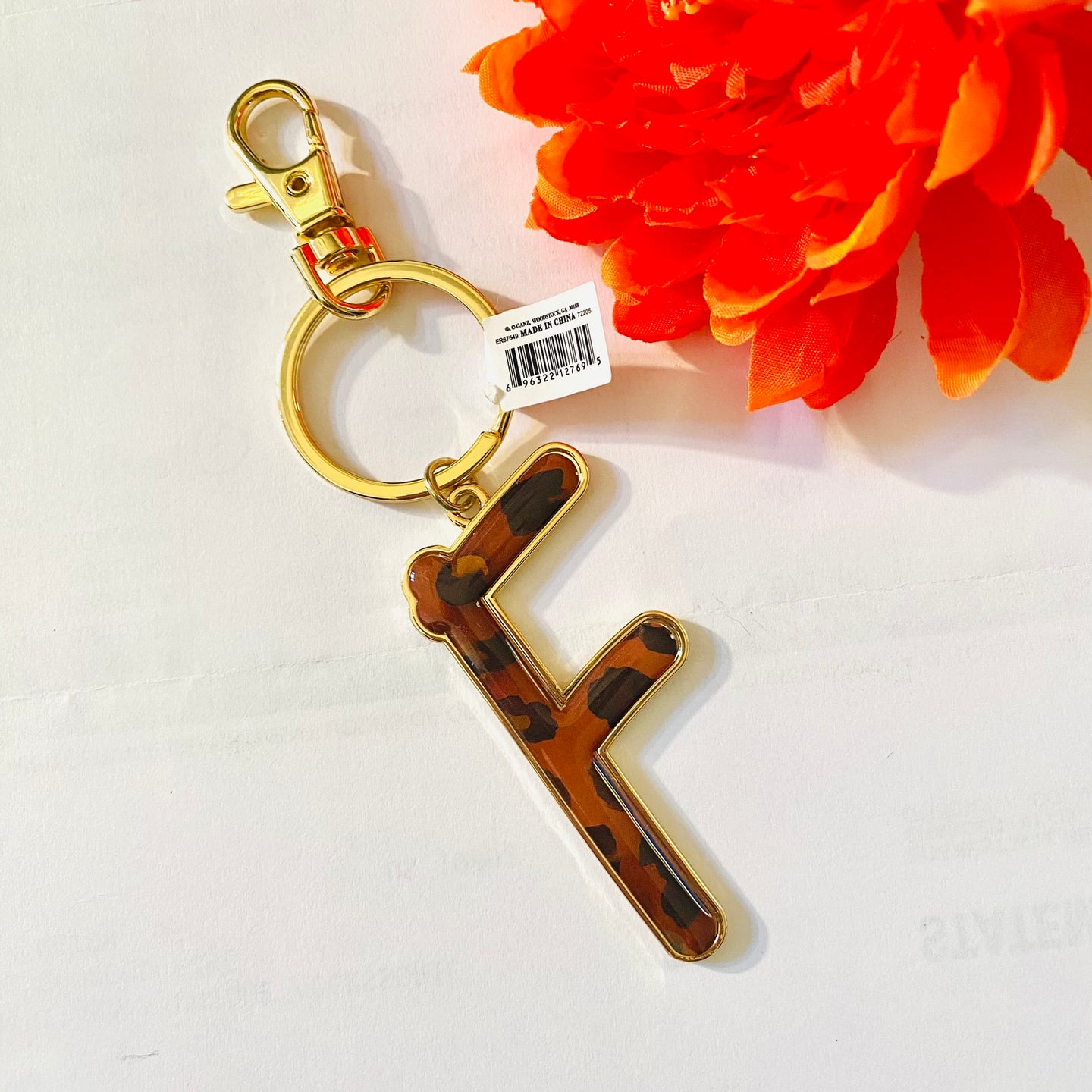 Safari Leopard Print Initial Keychain Key Ring Initial F | FREE Shipping | All Sales Final