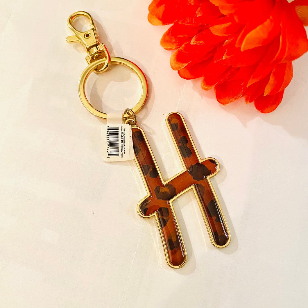 Safari Leopard Print Initial Keychain Key Ring Initial H | FREE Shipping | All Sales Final