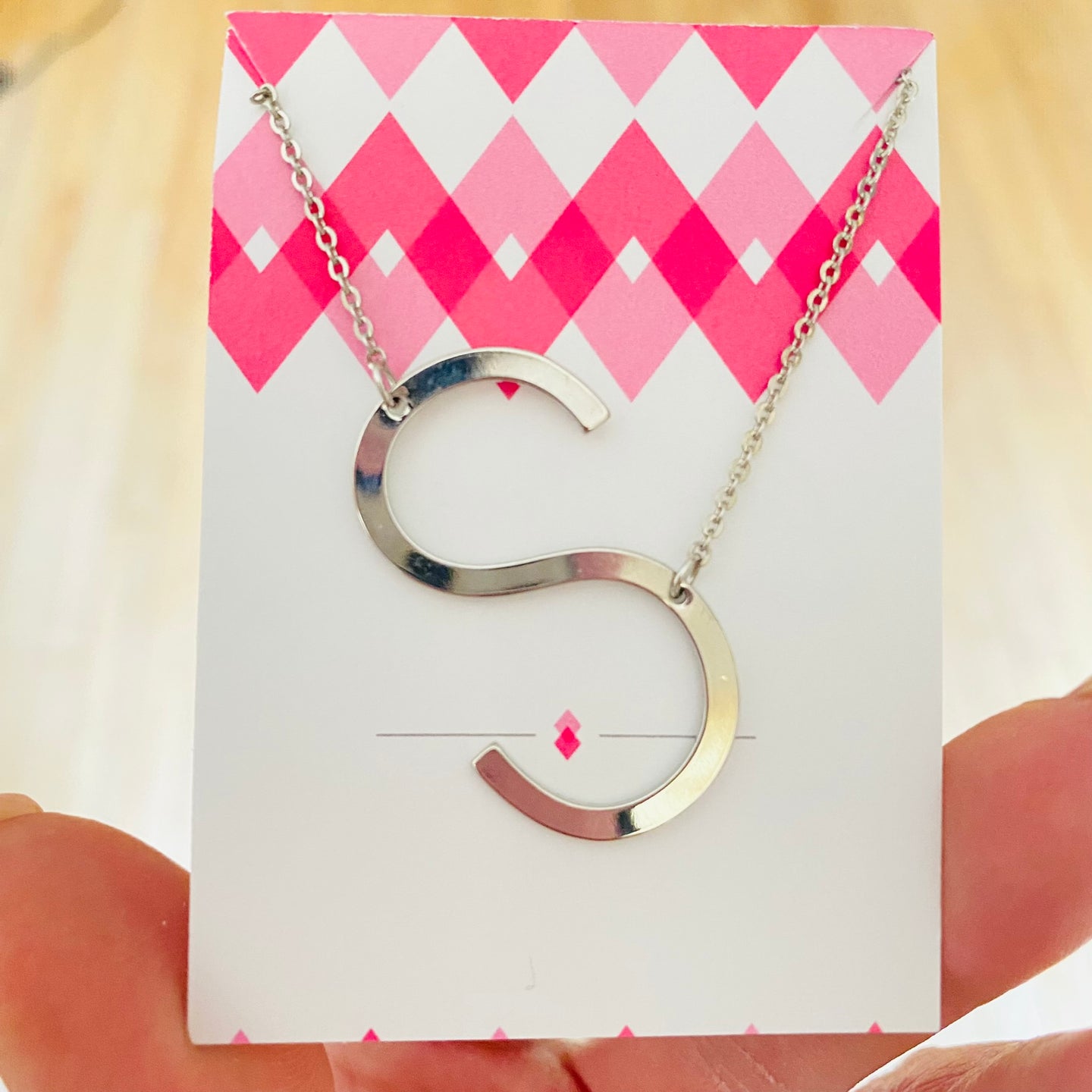 Sideways Initial Necklace Silver Initial S | FREE Shipping | All Sales Final