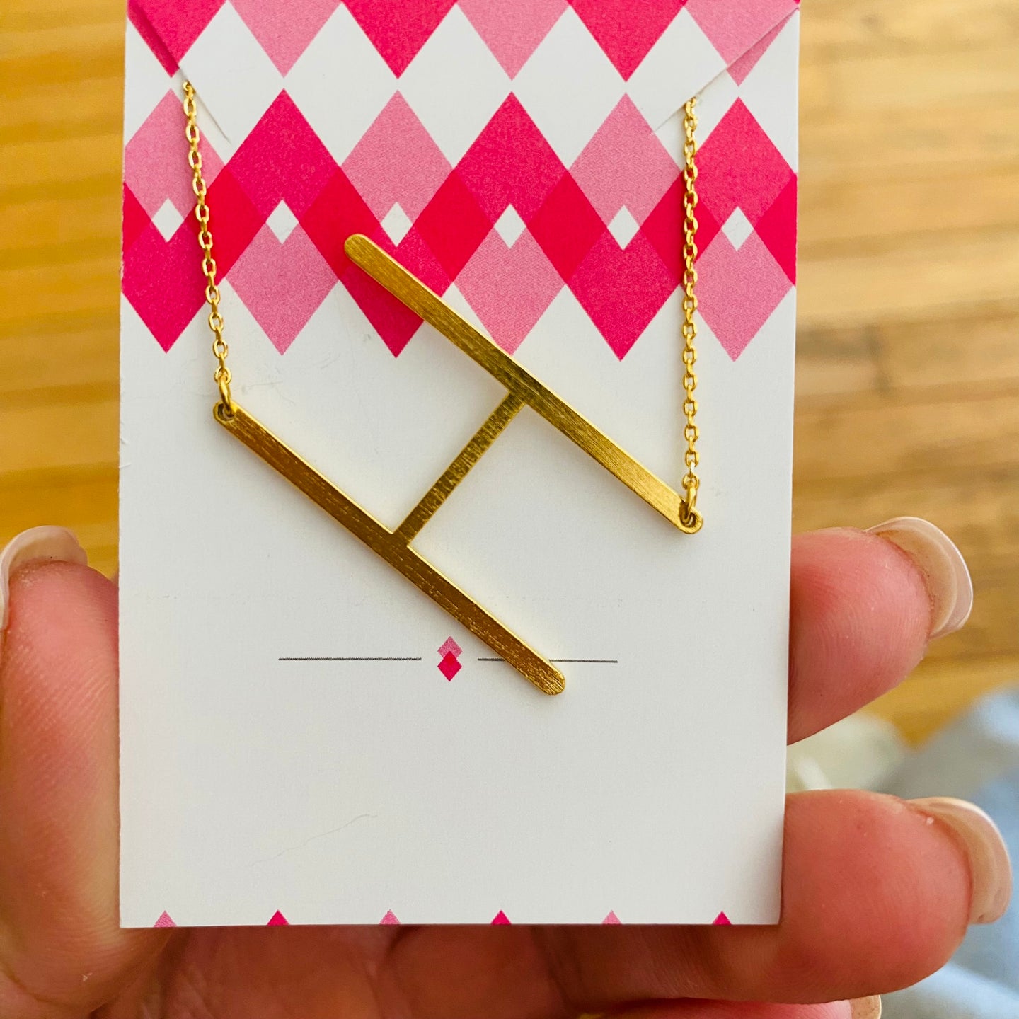 Sideways Initial Necklace Gold Initial H | FREE Shipping | All Sales Final