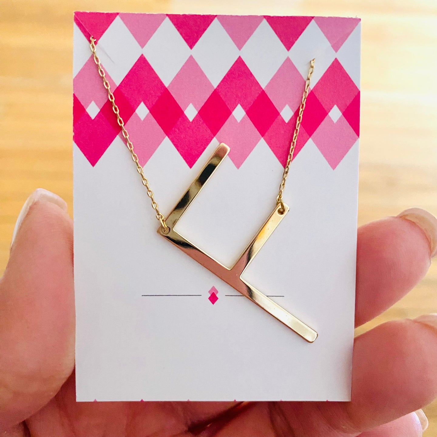 Sideways Initial Necklace Gold Initial F | FREE Shipping | All Sales Final