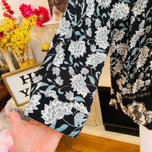 Load image into Gallery viewer, Simply Noelle Lotus Flower Top in Black/Teal | FREE Shipping | Size XS (Sizes 4 - 6) NWT | All Sales Final
