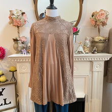 Load image into Gallery viewer, Simply Noelle FF Lace Overlay Top Tan
