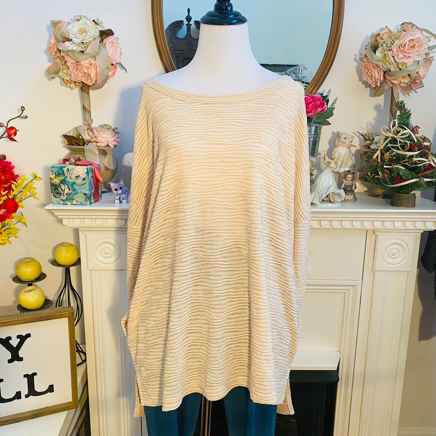 Simply Noelle Textured Slub Pocket Top Light Tan