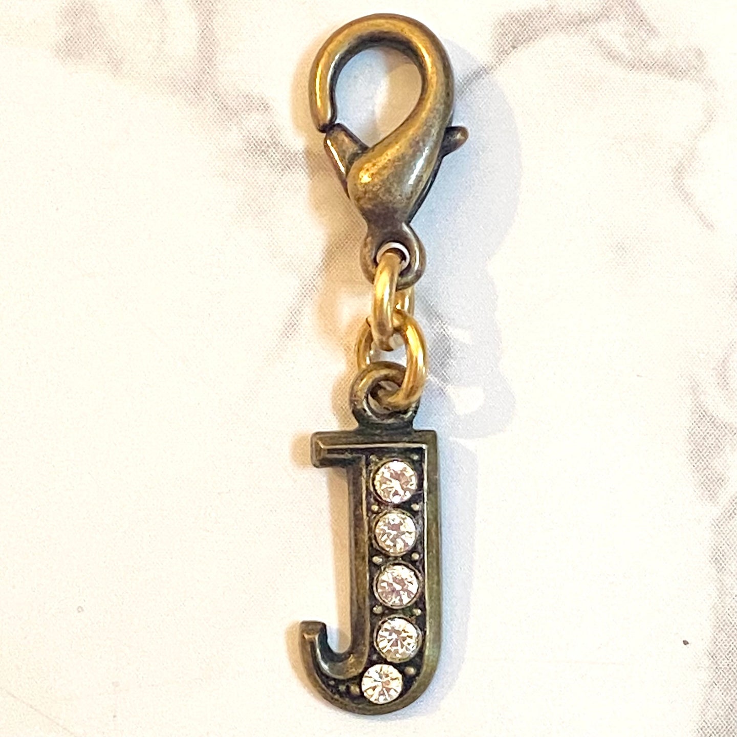 John Wind Bronze with Crystals Initial J Charm | FREE Shipping | All Sales Final