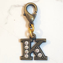 Load image into Gallery viewer, John Wind Bronze with Crystals Initial K Charm | FREE Shipping | All Sales Final
