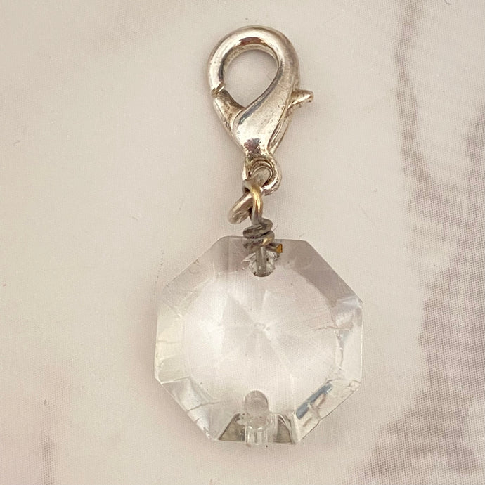 John Wind Clear Crystal Octagon Silver Enhancer Charm 