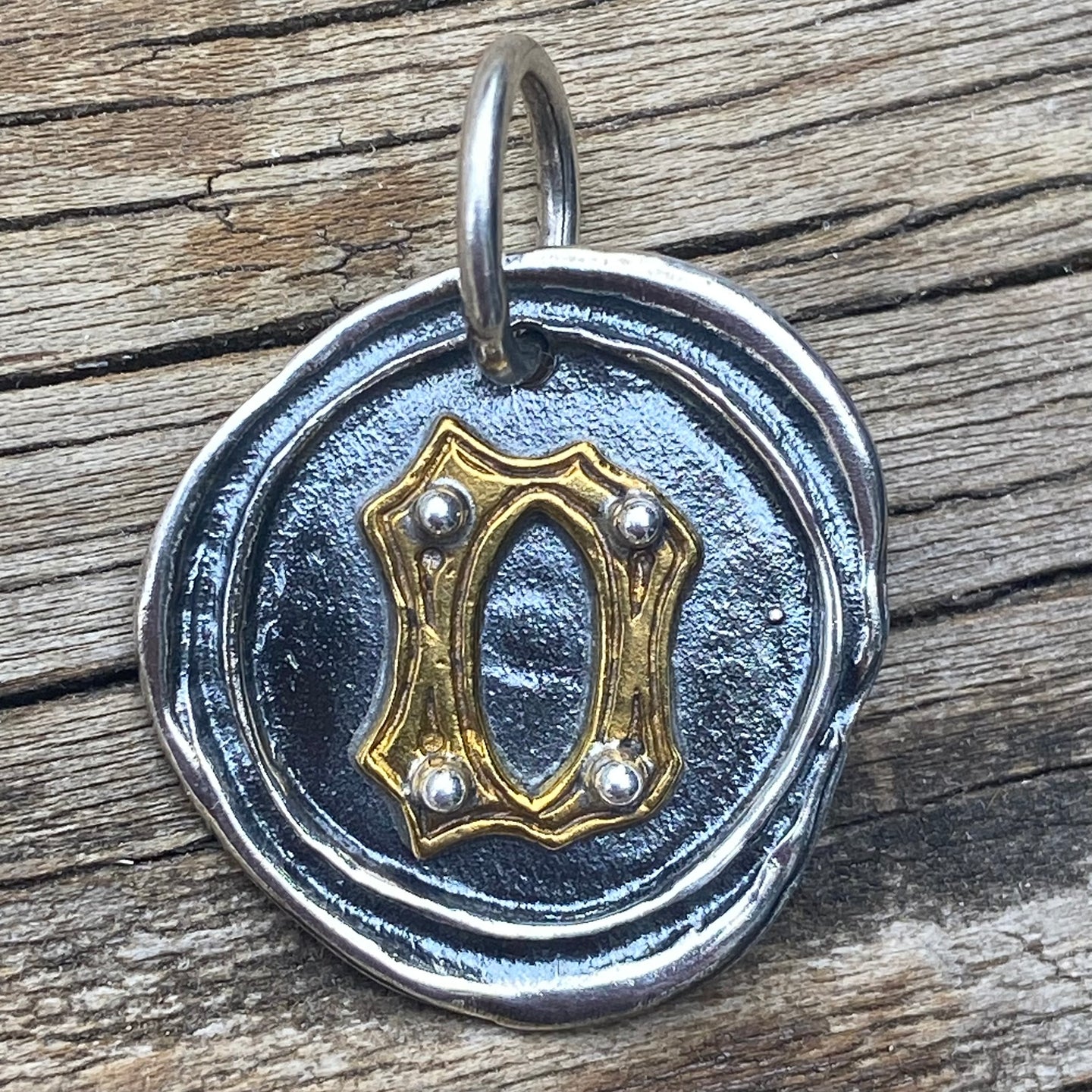 Waxing Poetic Rivet Insignia Charm Letter D