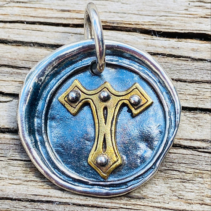 Waxing Poetic Rivet Insignia Charm Letter T
