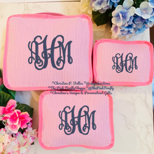 Load image into Gallery viewer, Personalized Packing Cubes Set of 3 | Monogram Travel Set | Embroidered Suitcase Cubes | FREE Shipping | All Sales Final
