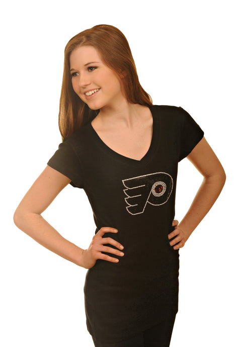 Philadelphia Flyers Black VNeck Sequins Tee